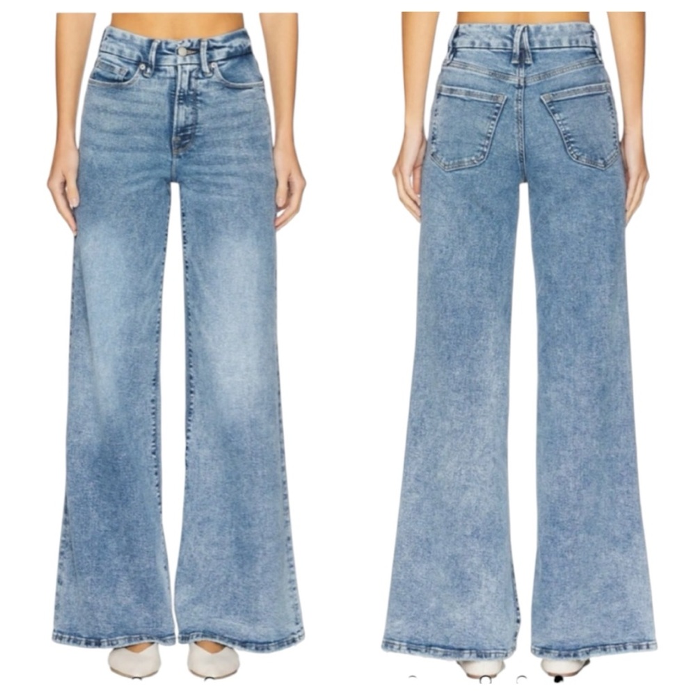 Last 1! NWT Good American Good Waist High Rise Palazzo Jeans - Picture 16 of 16